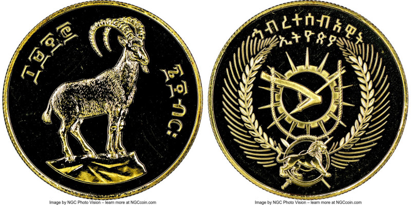 People's Democratic Republic gold "Walia Ibex" 600 Birr EE 1970 (1977) MS66 NGC,...