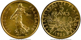 Republic gold Proof Piefort 5 Francs 1985 PR67 NGC, Paris mint, KM-P947. Mintage: 4. AGW 1.1714 oz. 

HID09801242017

© 2022 Heritage Auctions | All R...