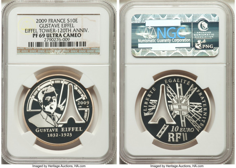 Republic 4-Piece Lot of Certified Proof 10 Euros Ultra Cameo NGC, 1) "Gustave Ei...