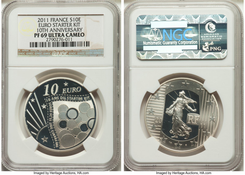 Republic 6-Piece Lot of Certified Proof 10 Euros Ultra Cameo NGC, 1) "Euro Start...