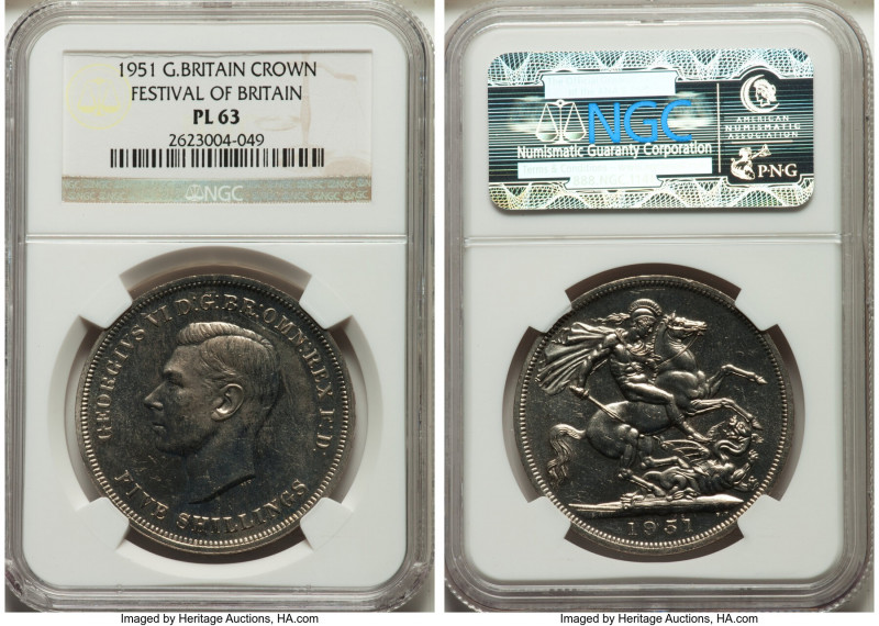 3-Piece Lot of Certified Issues NGC, 1) "Festival of Britain" 1951 Crown - PL63,...