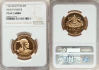 Moshoeshoe II gold Proof "Independence" 4 Maloti 1966 PR69 Cameo NGC, KM7. Mintage: 3,500. AGW 0.471 oz. 

HID09801242017

© 2022 Heritage Auctions | ...