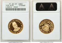 Republic gold Proof 100 Dollars 1979 PR68 Heavy Cameo ANACS, KM37. Mintage: 1,656. AGW 0.3163 oz. 

HID09801242017

© 2022 Heritage Auctions | All Rig...