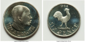 Republic 4-Piece Uncertified copper-nickel zinc Proof Set 1964 Assorted Issues UNC, 1) Six Pence - KM1. 19mm. 2.79gm. 2) Shilling - KM2. 24mm. 5.37gm....