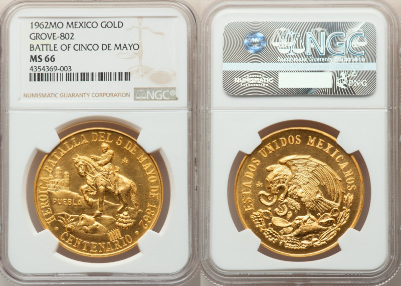 Estados Unidos gold "Battle of Cinco de Mayo" Medal 1962-Mo MS66 NGC, Mexico Cit...