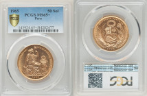 Republic gold 50 Soles 1965 MS65+ PCGS, Lima mint, KM230. Mintage: 23,000. AGW 0.6773 oz. 

HID09801242017

© 2022 Heritage Auctions | All Rights Rese...