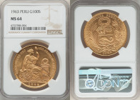 Republic gold 100 Soles 1963 MS64 NGC, Lima mint, KM231. Mintage: 7,342. AGW 1.3544 oz. 

HID09801242017

© 2022 Heritage Auctions | All Rights Reserv...