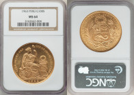 Republic gold 100 Soles 1963 MS64 NGC, Lima mint, KM231. Mintage: 7,342. AGW 1.3544 oz. 

HID09801242017

© 2022 Heritage Auctions | All Rights Reserv...