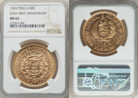 Republic gold "Lima Mint Anniversary" 100 Soles 1965 MS63 NGC, KM243. Mintage: 27,000. AGW 1.3543 oz. 

HID09801242017

© 2022 Heritage Auctions | All...