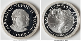 Republic silver Proof "XXIV Olympiad" 2 Pa'anga (5 oz) 1988 UNC, KM129. 65mm. 155.52gm. Mintage: 2,000. 

HID09801242017

© 2022 Heritage Auctions | A...