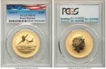 Elizabeth II gold "Pearl Harbor" 100 Dollars (1 oz) 2016-P MS70 PCGS, KM-Unl. Struck to commemorate the 75th anniversary of the attack on Pearl Harbor...