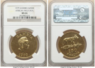 Republic gold "African Wild Dog" 250 Kwacha 1979 MS66 NGC, British Royal mint, KM20. Mintage: 455. AGW 0.9731 oz. 

HID09801242017

© 2022 Heritage Au...