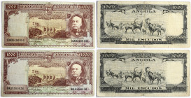 Angola 1000 Escudos 1956 Banknotes. Obverse: Brito Capelo, and Mabubas dam. Lettering: 1000 BANCO DE ANGOLA 1000. Reverse: Giant sable antelope. P# 91...