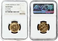 Australia 1 Sovereign 1910M Edward VII(1901-1910). Obverse: Head right. Reverse: St. George on horseback with sword slaying the dragon. Gold. KM 15. N...