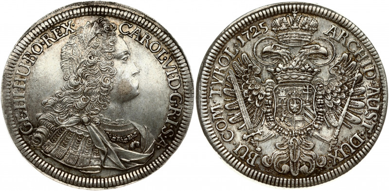 Austria 1 Thaler 1725 Hall. Karl VI(1711-1740). Obverse: Legend begins at upper ...