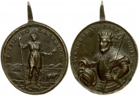 Austria Bohemia Medal (18th Century). Obverse: S. Wenceslaus Patr. Bohem. Reverse: S. Isid. Ro. Labrador. Bronze. Weight approx: 12.69 g. Diameter: 33...
