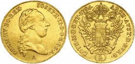 Austria 2 Ducat 1786A Joseph II (1780-1790). Obverse: Laureate bust right. Obverse Legend: IOSEPH • II • D • G • R • I • S • A • GERM • HV • BO • REX ...