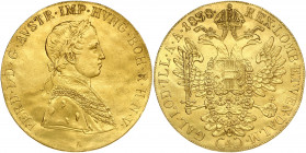 Austria 4 Ducat 1838A Ferdinand I (1835-1848). Obverse: Laureate; armored bust right. Reverse: Crowned imperial double eagle. Gold 13.63g. Slight surf...