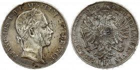 Austria 1 Florin 1858V Franz Joseph I(1848-1916). Obverse: Laureate head right. Reverse: Crowned imperial double eagle. Silver. Scratches. KM 2219