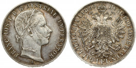 Austria 1 Florin 1860A Franz Joseph I(1848-1916). Obverse: Laureate head right. Reverse: Crowned imperial double eagle. Silver. KM 2219