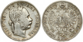 Austria 1 Florin 1879 Franz Joseph I(1848-1916). Obverse: Laureate head right. Reverse: Crowned imperial double eagle. Silver. KM 2222