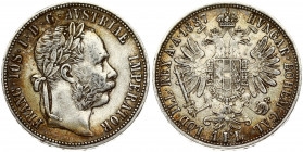 Austria 1 Florin 1887 Franz Joseph I(1848-1916). Obverse: Laureate head right. Reverse: Crowned imperial double eagle. Silver. KM 2222