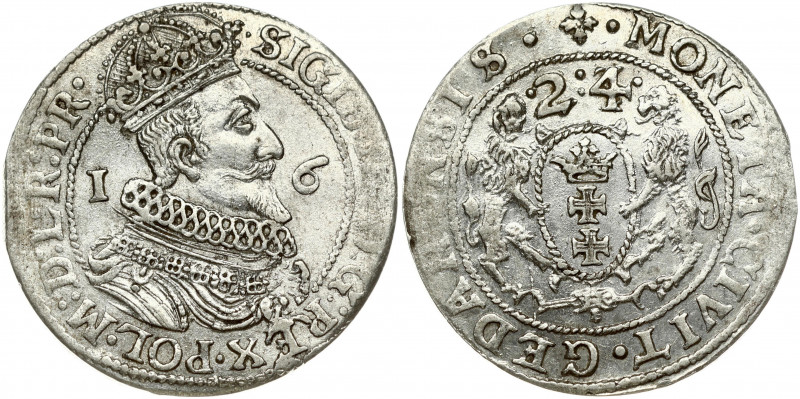 Poland Gdansk 1 Ort 1624/23 Sigismund III Vasa (1587-1632). Obverse Lettering: S...