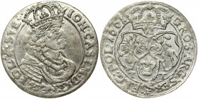 Poland 6 Groszy 1661 TT John II Casimir Vasa (1649–1668). Obverse: Large crowned bust right in linear circle. Reverse: Crown above three shields. Silv...