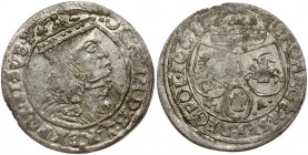 Poland 6 Groszy 1661 GBA Lvov. John II Casimir Vasa (1649–1668). Obverse: Large crowned bust right in linear circle. Reverse: Crown above three shield...