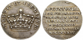 Poland Coronation Token 1734 Frederick Augustus II (1733-1763). Obverse: Crown and inscription around MERVIT ET TVEBITVR. Reverse: Horizontal inscript...