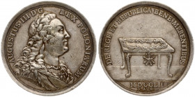 Poland Medal (1752) minted on the occasion of the Order of the White Eagle. August III (1733-1763). Signed Wermuth. Obverse: Bust of the ruler facing ...