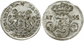 Poland Gdansk 3 Groszy 1755 Augustus III (1734-1763). Obverse Lettering: A3R 17 (_) 63. Reverse: GROSSVS TRIPLEX GEDANENSIS REOE. Edge Smooth. Silver....