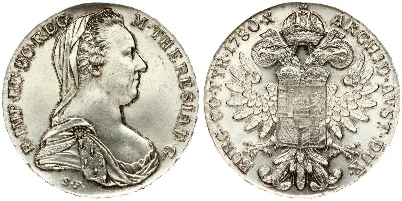 Austria 1 Thaler 1780 SF Restrike. Maria Theresia(1740-1780). Obverse: Bust righ...