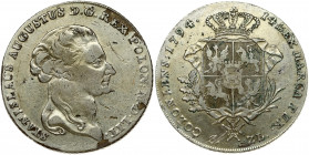 Poland 1 Thaler 1794 Warsaw. Stanislaus Augustus(1764–1795). Obverse: Head right. Obverse Legend: STANISLAUS AUGUSTUS D G REX POLON M D LIT. Reverse: ...