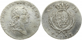 Poland 1 Thaler 1814 IB Friedrich August I(1806-1827). Obverse: Head right. Obverse Legend: FRID • AVG • REX... Reverse: Crowned oval arms within spra...