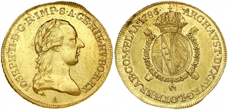 Austrian Netherlands 1/2 Souverain D'or 1786A Joseph II (1780-1790). Obverse: La...