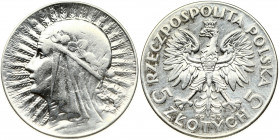 Poland 5 Zlotych 1933(w) Obverse: National arms flanked by value. Obverse Legend: RZECZPOSPOLITA POLSKA. Reverse: Radiant head of Queen Jadwiga left. ...