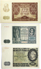 Poland 50 - 500 Zlotych (1940-1941) Banknotes. Obverse: Woman's statue at left center; Emilia Plater at right. Reverse: Krakow Cloth Hall. P#97; 98; 1...