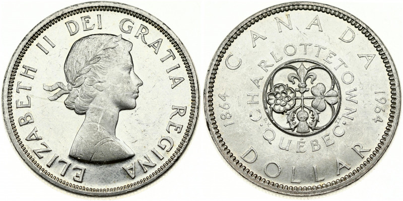 Canada 1 Dollar 1864-1964 Elizabeth II(1952-). Obverse: Laureate bust right. Rev...