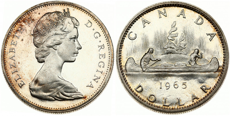 Canada 1 Dollar 1965 Voyageur. Elizabeth II(1952-).Obverse: Young bust right. Re...