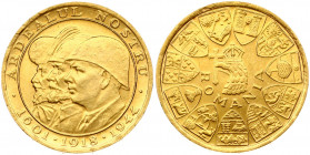 Romania 20 Lei 1944 Romanian Kings. Michael I(1940-1947). Obverse: Overlapped figures of Michael the Brave; King Ferdinand and King Michael in a circl...