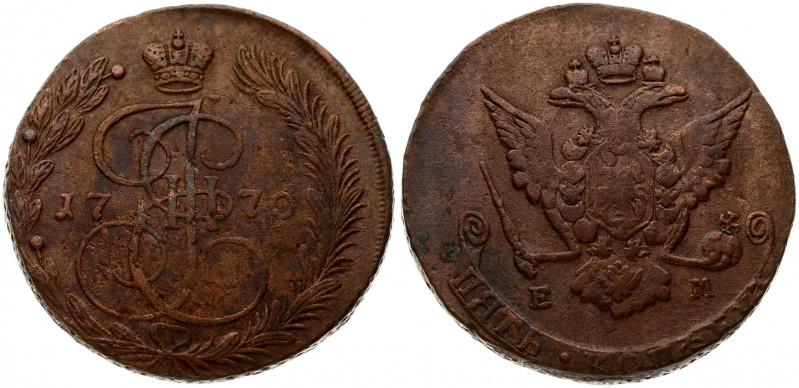 Russia 5 Kopecks 1770 ЕМ Ekaterinburg. Catherine II (1762-1796). Obverse: Crowne...