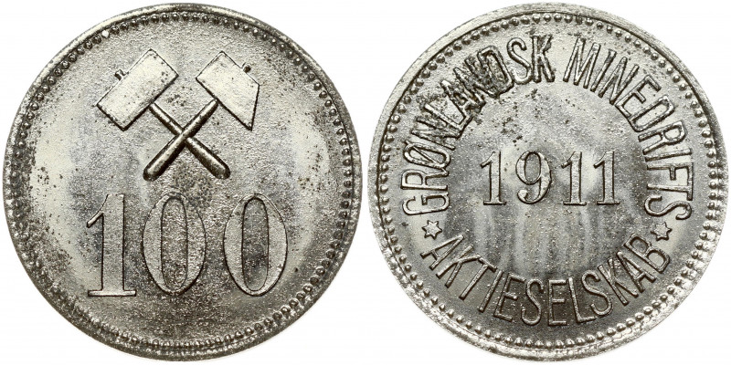 Greenland 100 Øre 1911 Obverse: Date within legend. Obverse Legend: GRØNLANDSK M...