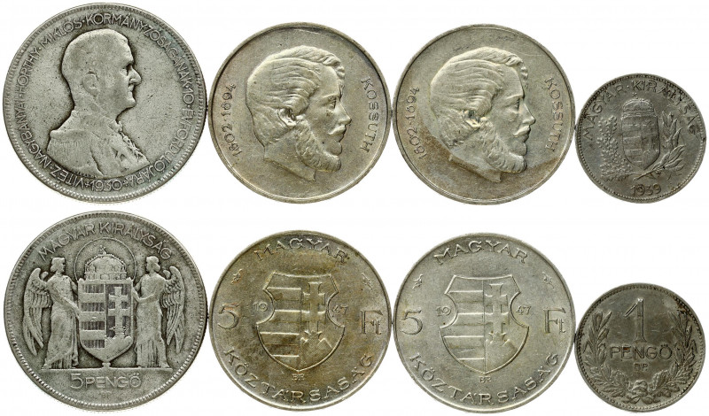 Hungary 1 & 5 Pengő & 5 Forint (1930-1947) 10th Anniversary - Regency of Admiral...