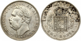 India-Portuguese GOA 1 Rupia 1882 Luis I(1861 - 1889). Obverse: Head left. Reverse: Crowned arms within sprays. Silver. KM 312
