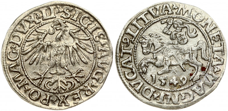 Lithuania 1/2 Grosz 1549 Vilnius. Sigismund II Augustus (1545-1572). Obverse: Ea...