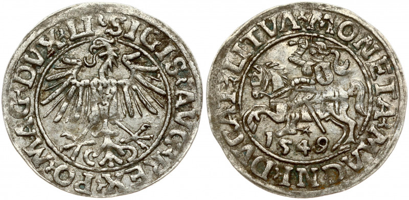 Lithuania 1/2 Grosz 1549/8 Vilnius. Sigismund II Augustus (1545-1572). Obverse: ...