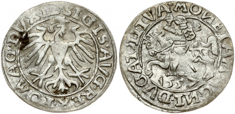 Lithuania 1/2 Grosz 1557 Vilnius. Sigismund II Augustus (1545-1572). Obverse: Ea...