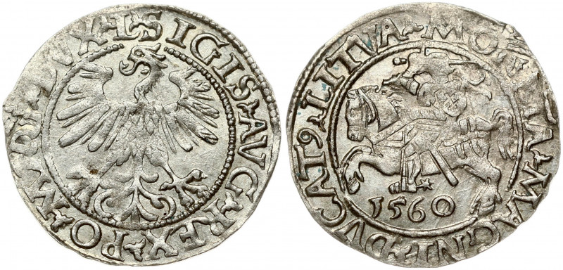 Lithuania 1/2 Grosz 1560 Vilnius. Sigismund II Augustus (1545-1572). Obverse: Ea...