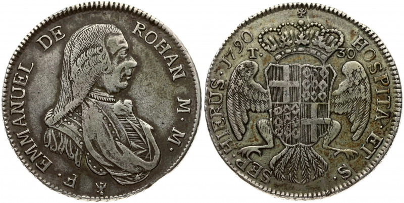 Malta Order 30 Tari 1790 Emmanuel de Rohan(1775-1797). Obverse: Eagle below modi...